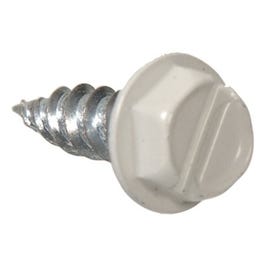 Sheet Metal Self-Piercing Screws, Hex Head, Slotted Gutter, White, 7 x 1/2-In., 1-Lb.