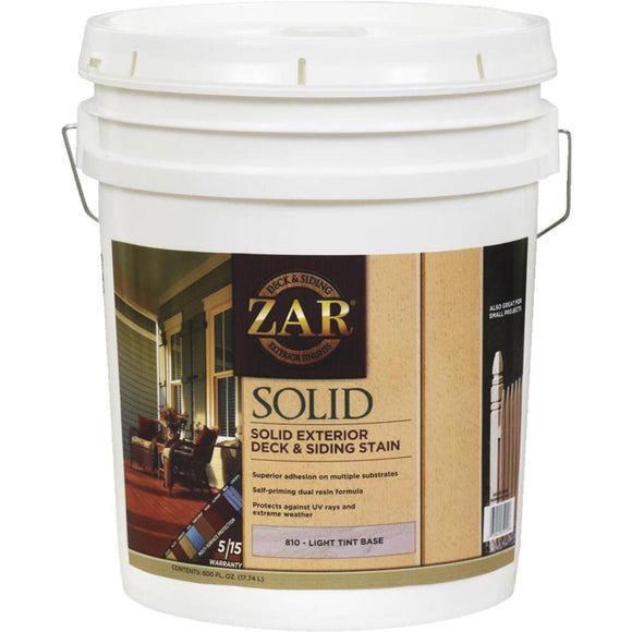 ZAR Solid Deck & Siding Stain, Light Tint Base, 5 Gal.