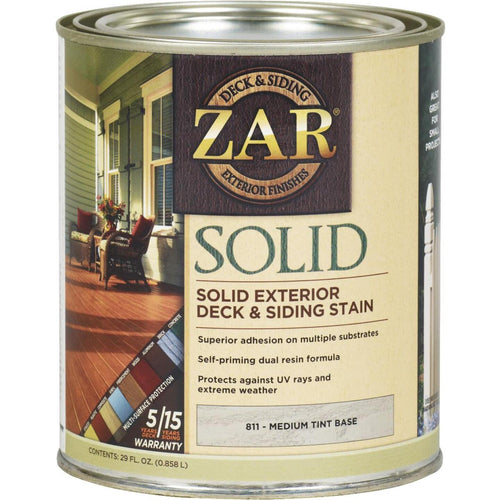 ZAR Solid Deck & Siding Stain, Medium Tint Base, 1 Qt.