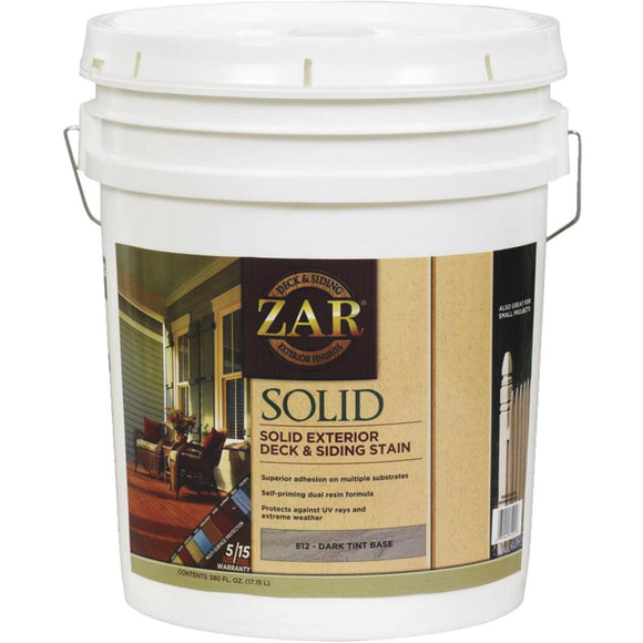 ZAR Solid Deck & Siding Stain, Dark Tint Base, 5 Gal.