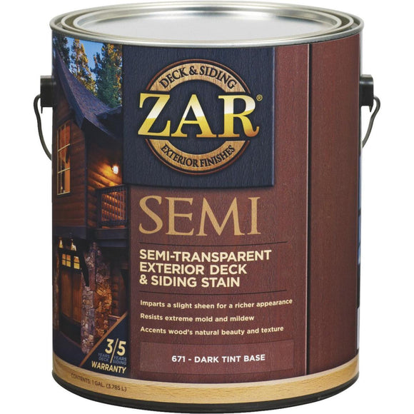 ZAR Semi-Transparent Exterior Deck & Siding Stain, Dark Tint Base, 1 Gal.