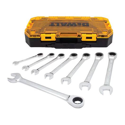 DeWalt 8 Piece Full Polish Ratcheting Combination Wrench Set