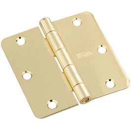 Door Hinge, Interior, Bright Brass, 3.5-In.