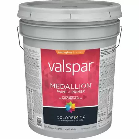Valspar Medallion® Exterior Paint & Primer 5 Gallon Semi Gloss White (5 Gallon, Semi Gloss White)