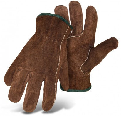 BOSS Split Cowhide Leather Driver Brown