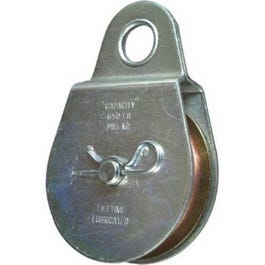 Fixed Eye Steel Pulley, Zinc Finish, 3-In.