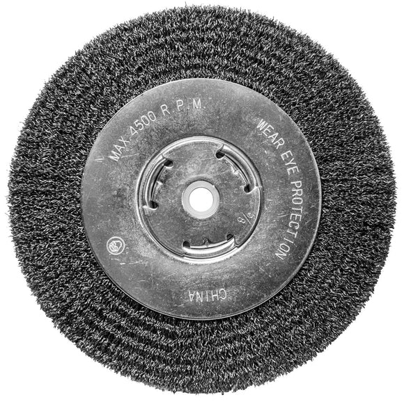 Century Drill And Tool Bench Grinder Wire Wheel Crimped Coarse 1/2″-5/8″ Arbor 8″ Rpm 4,500 Wide Face