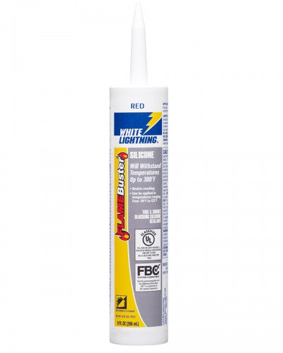 White Lightning Flame Buster® Fire & Smoke Blocking- Silicone Sealant 10 oz. Red