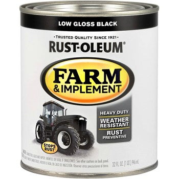 Rust-Oleum 280107 Farm & Implement Finish, Low Gloss Black ~ Quart