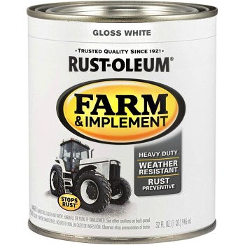 Rust-Oleum 280105 Farm & Implement Finish, Gloss White ~ Quart