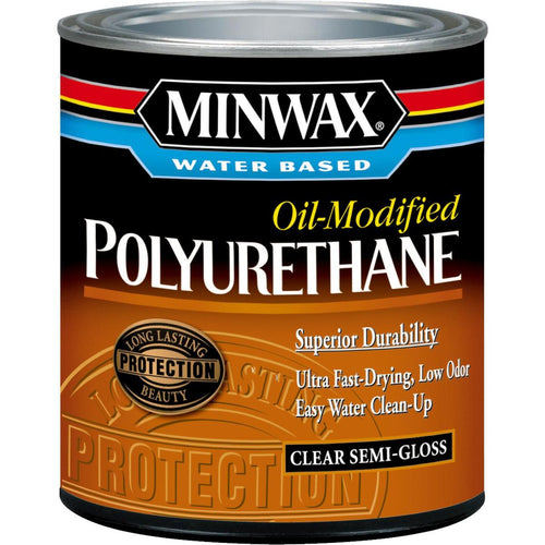 Minwax Semi-Gloss Water Based Oil-Modified Interior Polyurethane, 1 Qt.